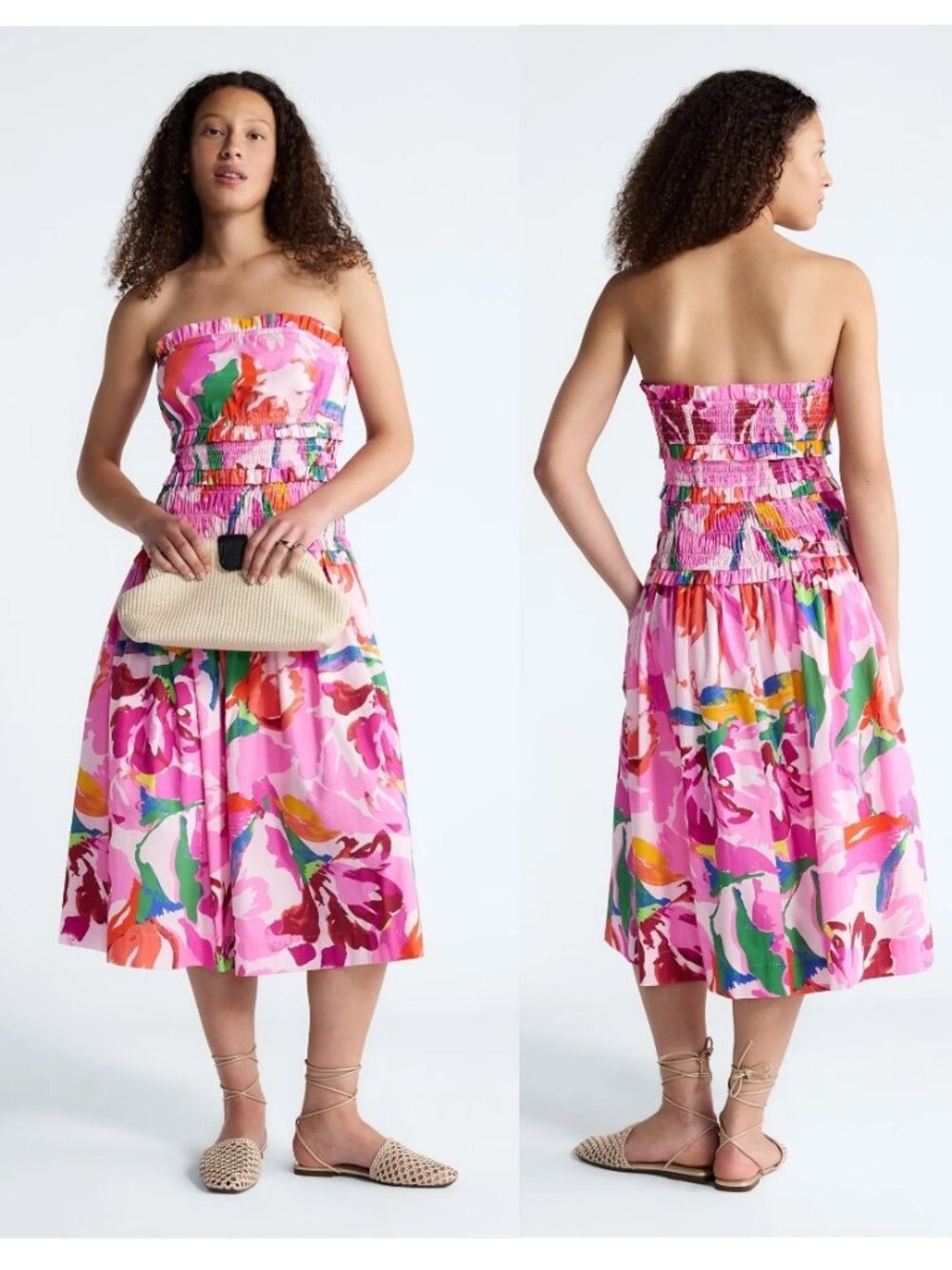 NEW Free Assembly Women's Strapless Cotton Poplin Tiered Midi Dress Size XS